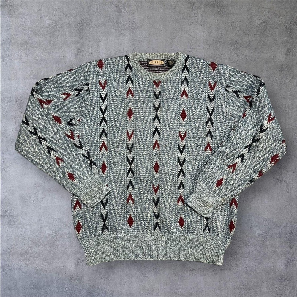 Vintage wool‎ sweater light blue mens large